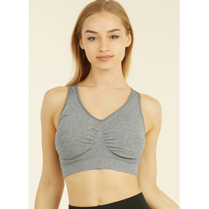 6 Women Seamless Sports Yoga Bra Crop Top Racerback Padded Assorted One Size Lot