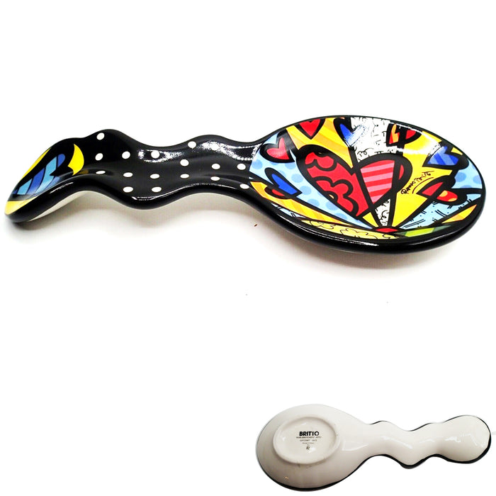 New Romero Britto Spoon Rest Cat Heart Fish Apple Art Spoonrest Kitchen Decor !!