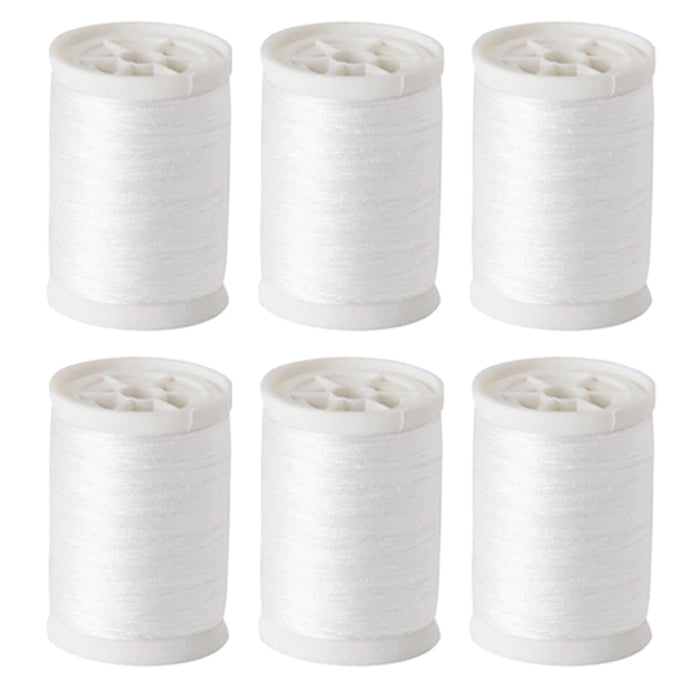 6 Pc White Sewing Thread Set 150 Yard Spools Cotton Multipurpose Sew Upholstery