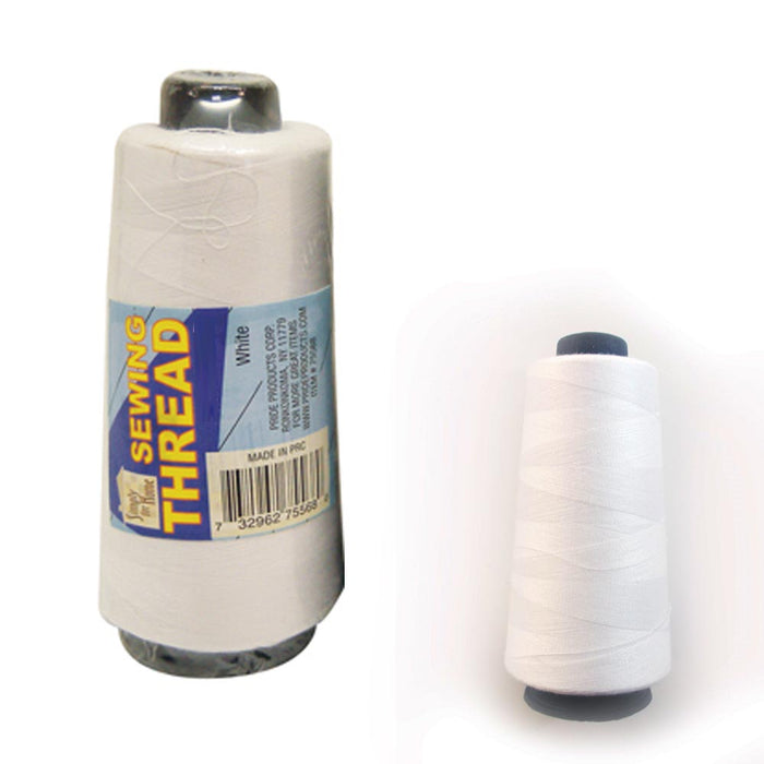 2 Spools White Black Sewing Thread 6000 Yard Polyester Fabric Upholstery Craft