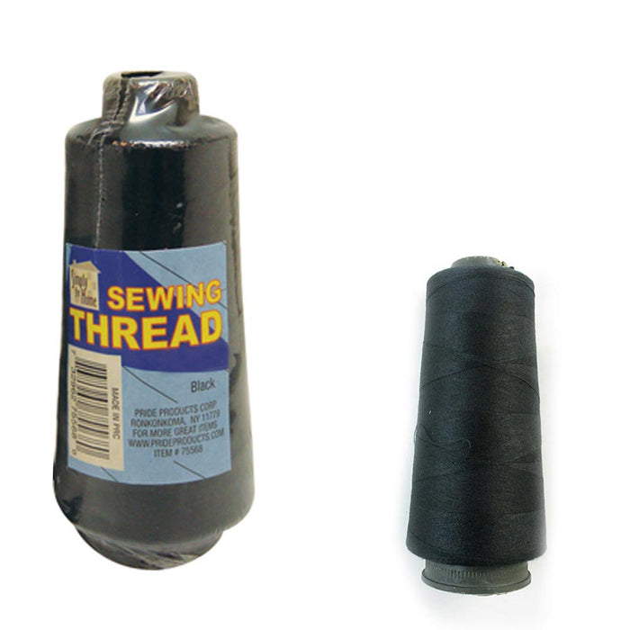 2 Spools White Black Sewing Thread 6000 Yard Polyester Fabric Upholstery Craft