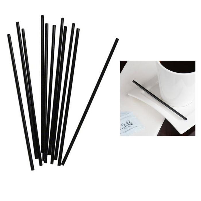 2000 Stirrers Black 5" Drinking Slim Straws Unwrapped Plastic Drink Sip Cocktail