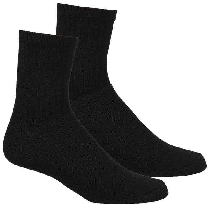 12 Pairs Mens Premium Cushion Sports Athletic Crew Cotton Socks Black Size 9-11