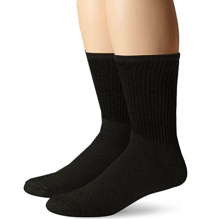 4 Pairs Mens Black Sports Athletic Work Crew Cotton Cushioned Socks Size 9-11
