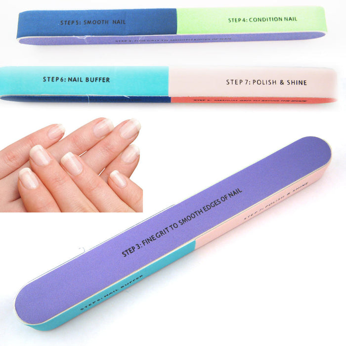 10 pc Nail Buffer 7 Way Shiner Buffing Block Sanding Files Manicure Mash