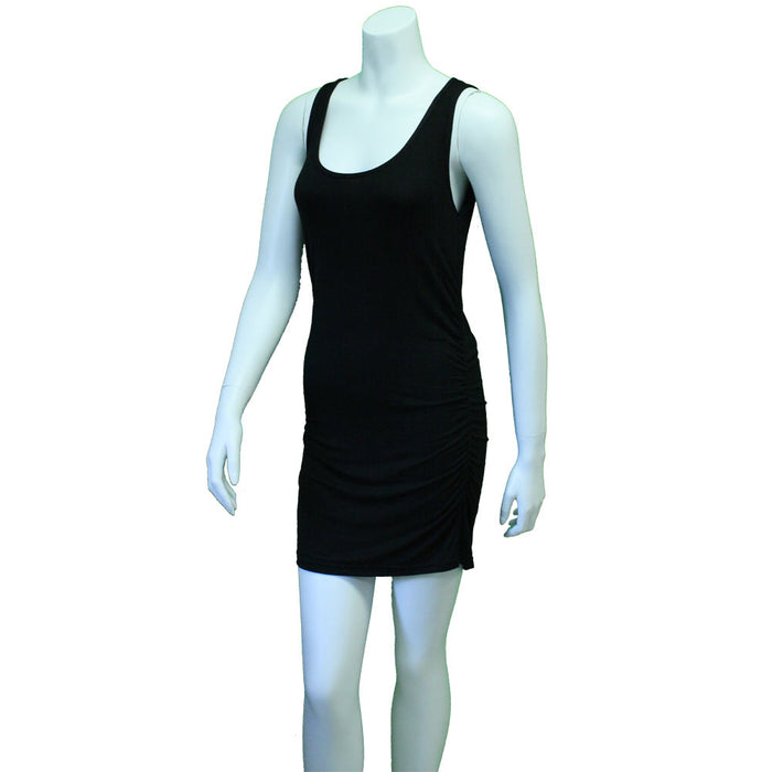 2 Pack Women's Tank Top Dress Casual Stretch Scoop Neck Sleeveless Ruched Black