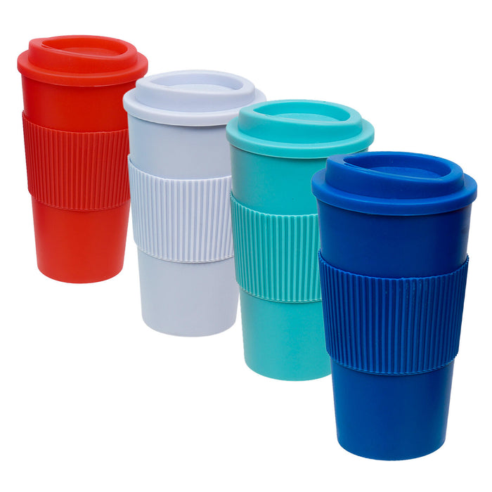 2 Pc Double Wall Coffee Mug 16oz Insulated Travel To Go with Sleeve and Lid
