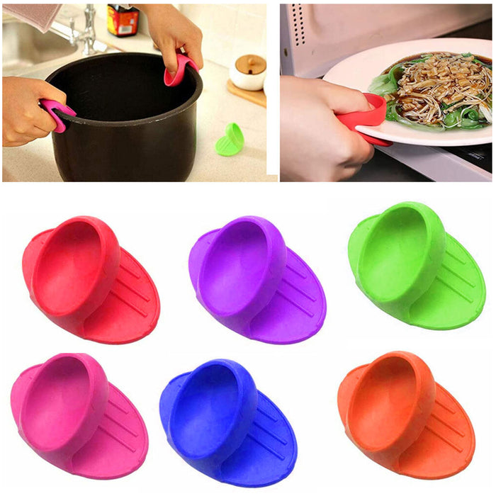 4 Heat Resistant Silicone Mittens Microwave Oven Finger Glove Grip Pot Holder