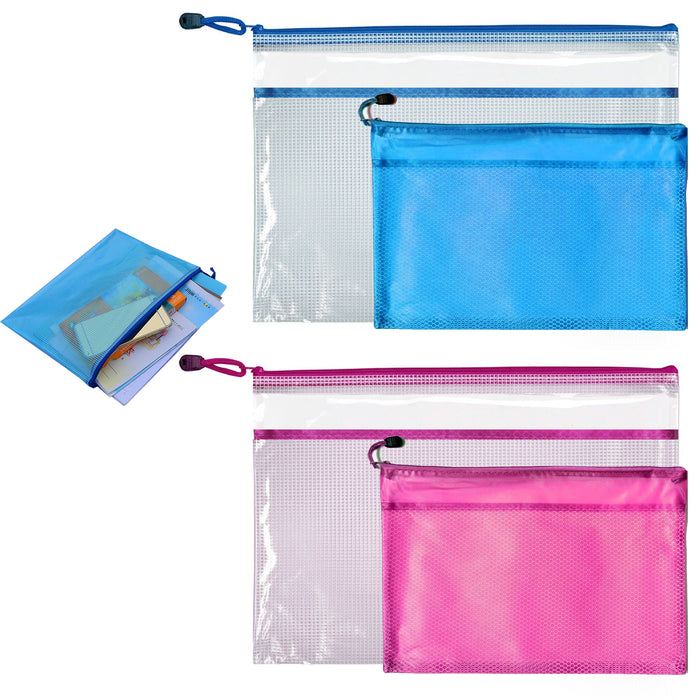 6 Sets File Organizer Document Zip Pouch Coupon Mesh Divider Storage Bag A4 A5