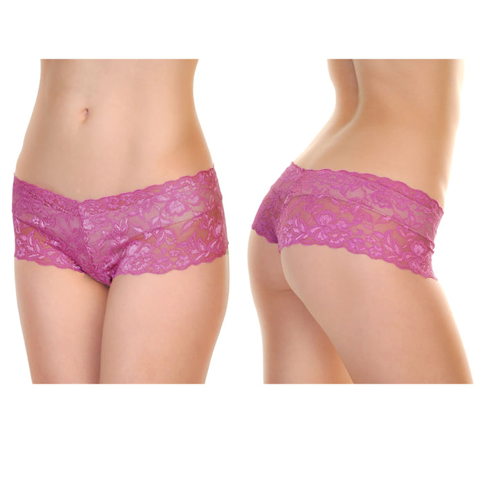 4pc Womens Crotchless Cheeky Boxer Boy Shorts Lace Panties Lingerie Underwear XL