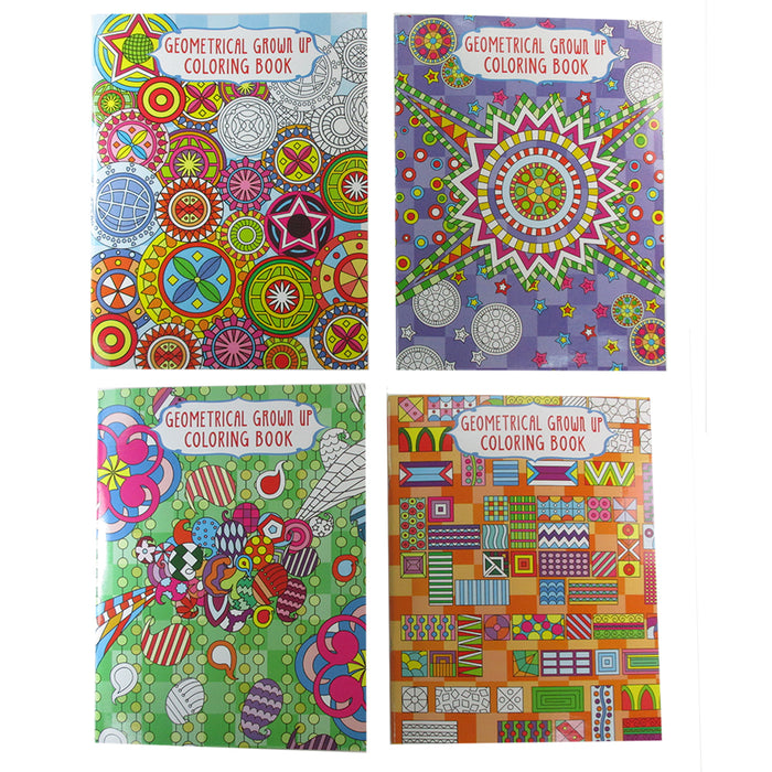 4 Adult Coloring Book Geometrical Stress Relief Relaxation Meditation Therapy !