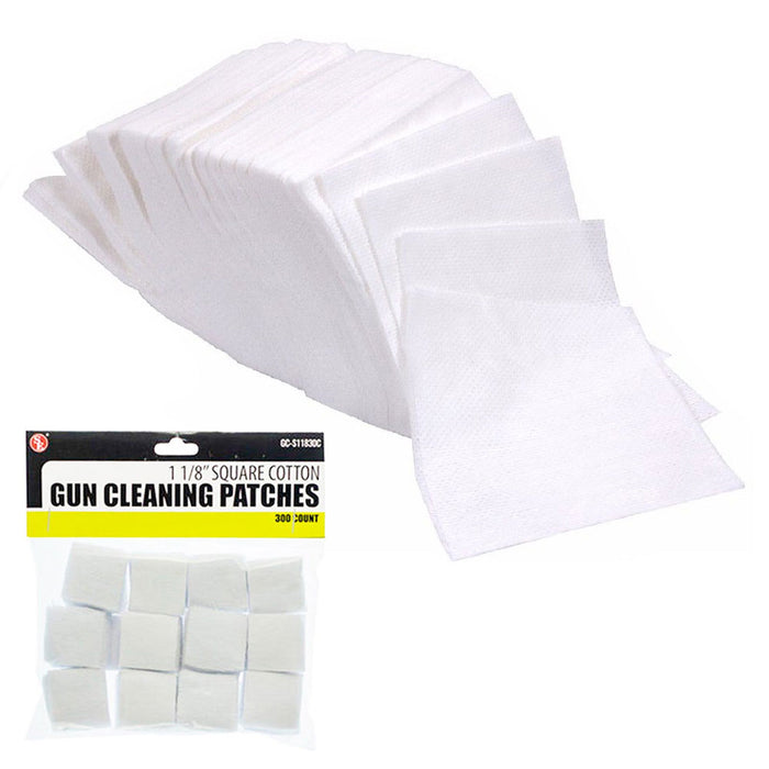 300 Cotton Gun Cleaning Patches Square Rifle Pistol Firearm Maintenance 1 1/8"