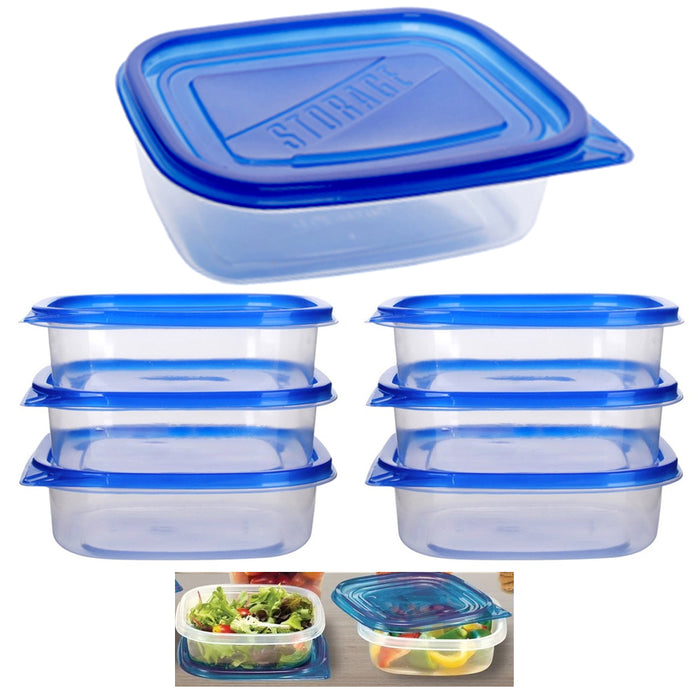 6 Pc Food Storage Container Set Lids Meal Prep Leftovers BPA Free Plastic Dish
