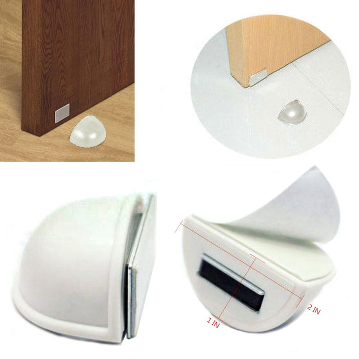 2 Magnetic Dome Doorstop Stopper Wall Door Mount Guard Home Office Holder White