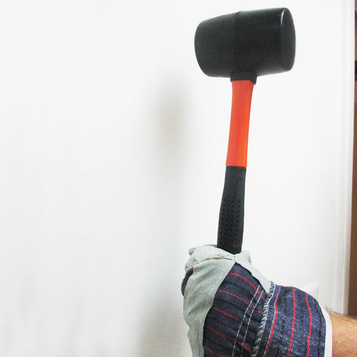 Rubber Mallet 16 Oz Fiberglass Hammer 11.5" Long Handle Tools Home Craft Black