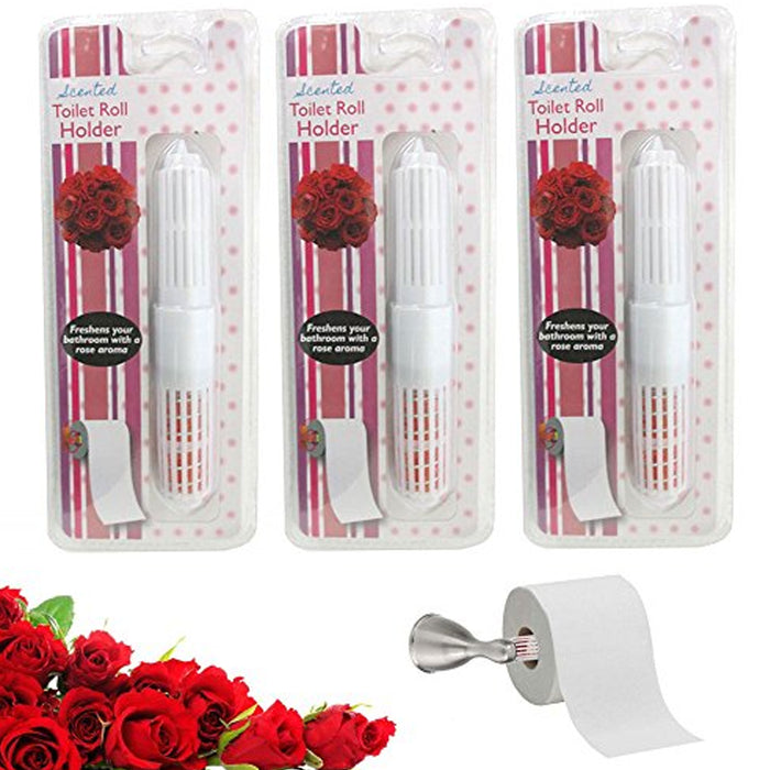 3 Scented Toilet Paper Rollers Holder Replacement Bathroom Spindle Spring