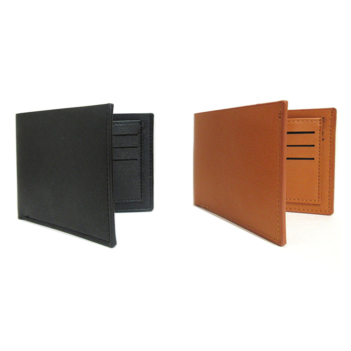 2 Men's Bifold Wallet ID Credit Card Zippered Pocket Money Holder Brown or Black