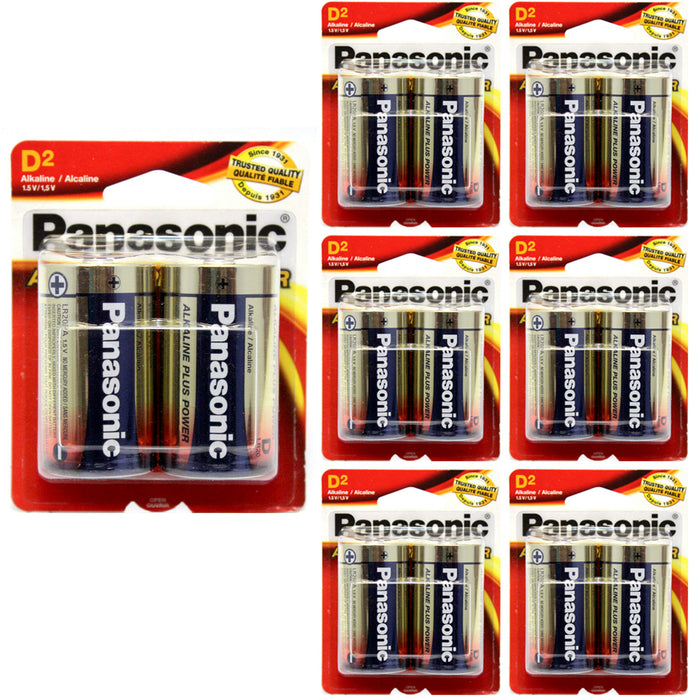 12X Panasonic Batteries D Alkaline Plus Power 1.5V LR20 All Purpose Heavy Duty