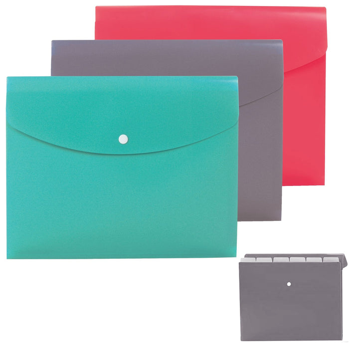 6 Pc Slim File Folder 7 Tab Pocket Paper Letter Organizer School Office Storage