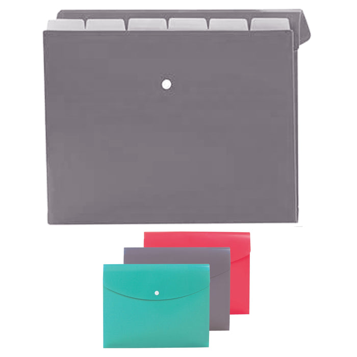 6 Pc Slim File Folder 7 Tab Pocket Paper Letter Organizer School Office Storage