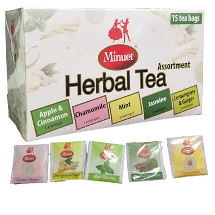 60 Ct Natural Herbal Tea Bag Assortment Jasmine Lemongrass Ginger Chamomile Mint