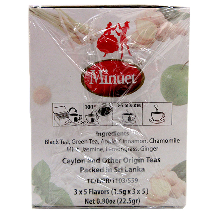 15 Ct Assorted Herbal Tea Bags Natural Chamomile Mint Jasmine Lemongrass Ginger