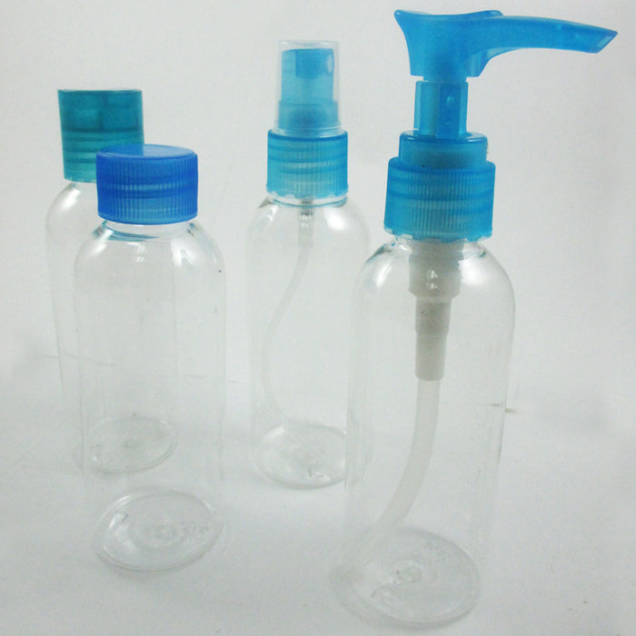 4PC Carry On Travel Bottles Kit Plastic Empty Jar Storage Container Portable Set