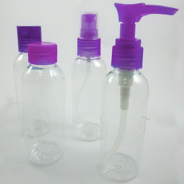 4PC Carry On Travel Bottles Kit Plastic Empty Jar Storage Container Portable Set