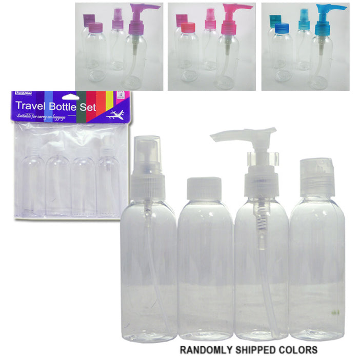 4PC Carry On Travel Bottles Kit Plastic Empty Jar Storage Container Portable Set