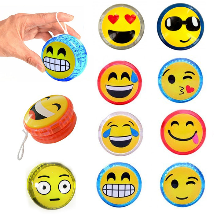 8 X Emoji YoYo Emoticon Light Up Yo Yo Party Favor Classic Toy Children Game Kid