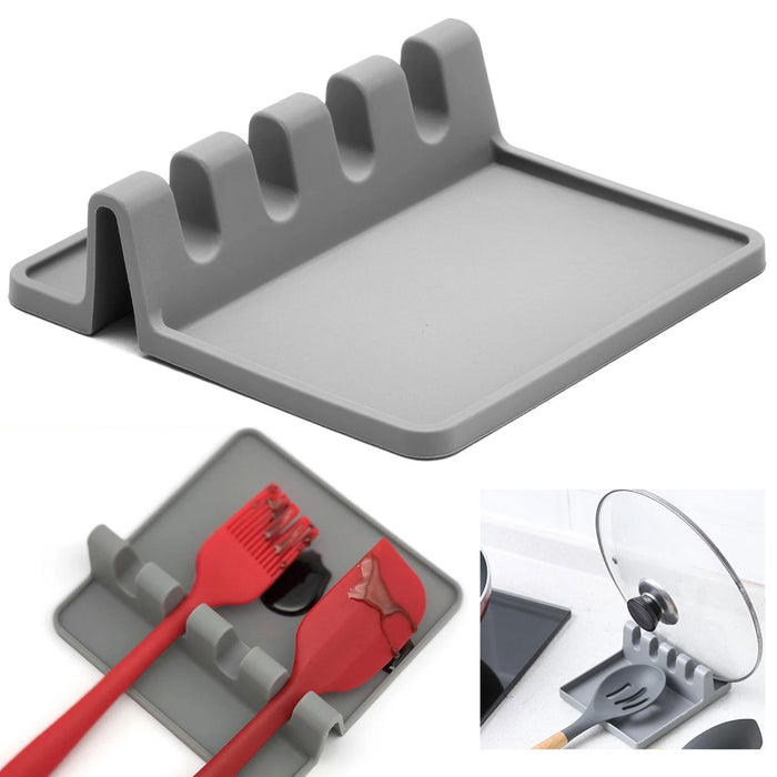 2 Pc Heat Resistant Silicone Utensil Rest Spoon Drip Pad Kitchen Utensils Tools