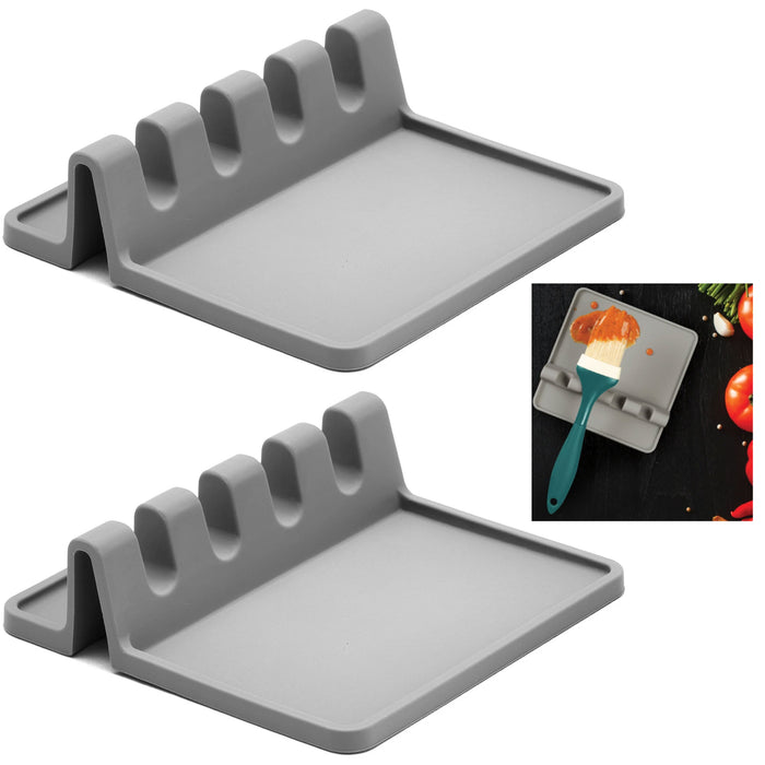 2 Pc Heat Resistant Silicone Utensil Rest Spoon Drip Pad Kitchen Utensils Tools
