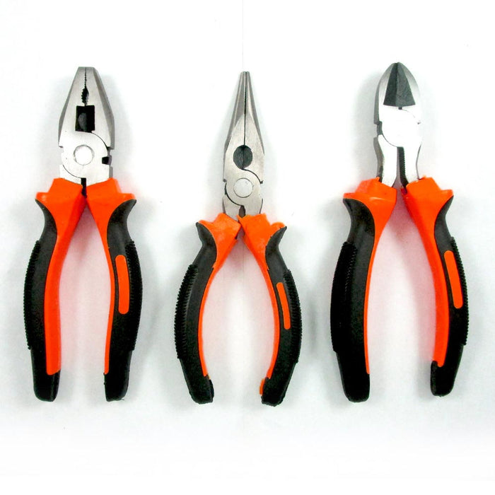 3 Piece Heavy Duty 6" Plier Set Hand Tools Construction Steel Wire Cutter New !