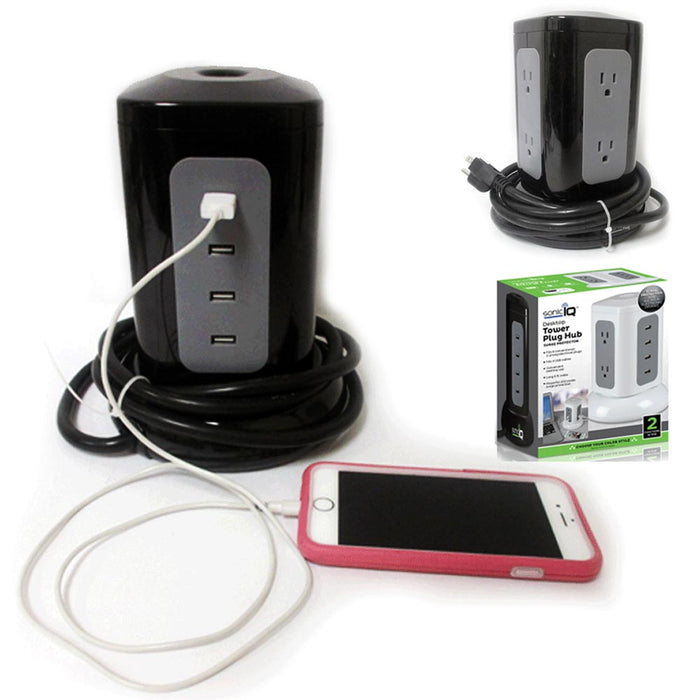 10 USB Port Tower Outlet Smart Charging Surge Protector Power Strip Universal