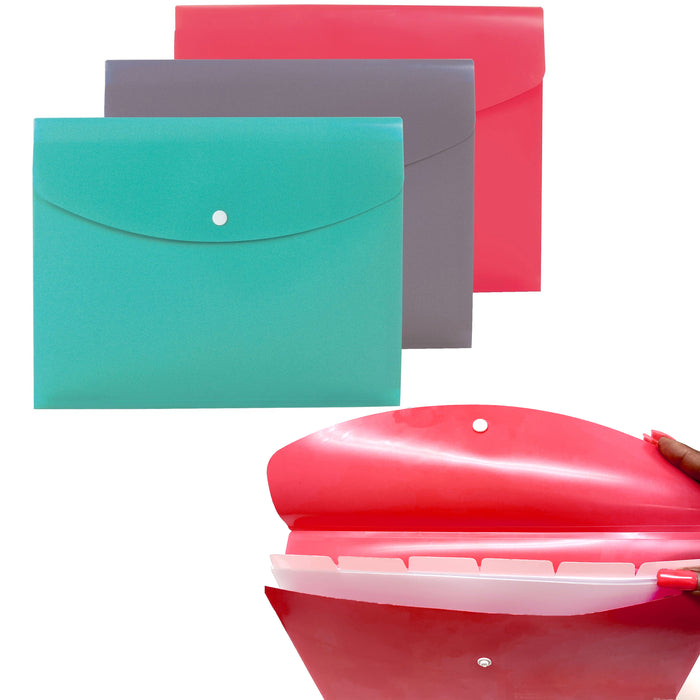 6 Pc Slim File Folder 7 Tab Pocket Paper Letter Organizer School Office Storage