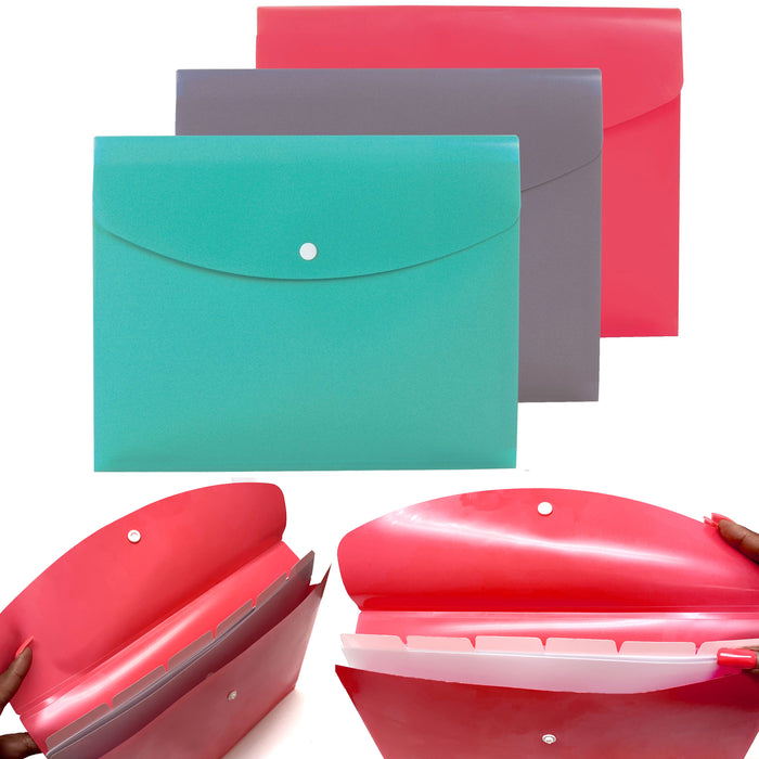 6 Pc Slim File Folder 7 Tab Pocket Paper Letter Organizer School Office Storage