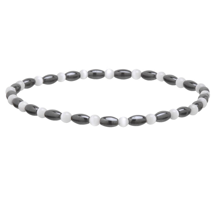 1 Ankle Bracelet Pearl Clear Quartz Crystal Beaded Magnetic Relief Weight Loss