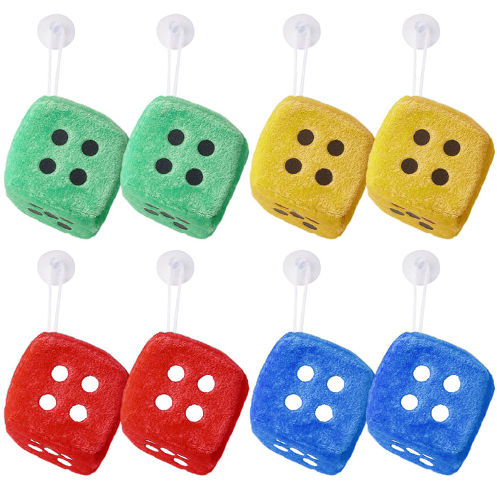 1 Pair Vintage Auto Car Fuzzy Dice Plush Mirror Hanging Scented Air Freshener