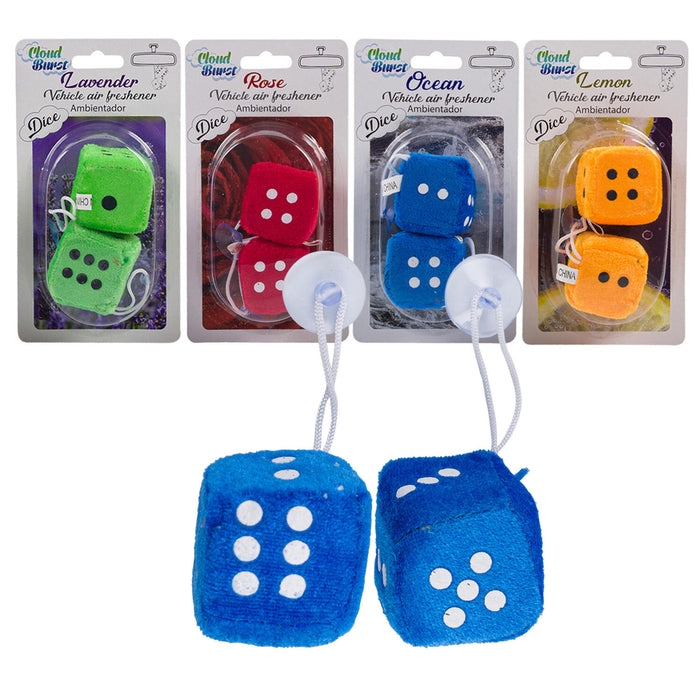 1 Pair Vintage Auto Car Fuzzy Dice Plush Mirror Hanging Scented Air Freshener