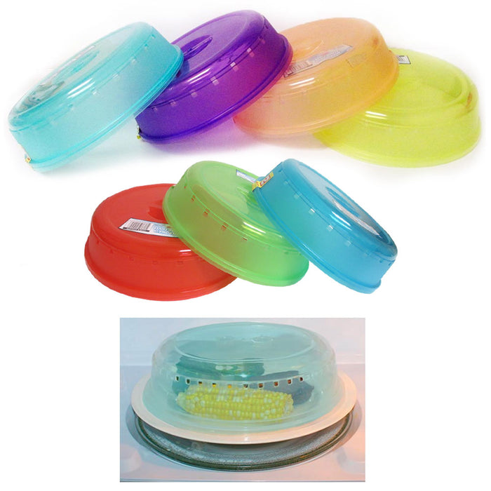 8 Pc Plastic Microwave Plate Covers Safe Dish Colors Splatter Lid Steam Vent 10"