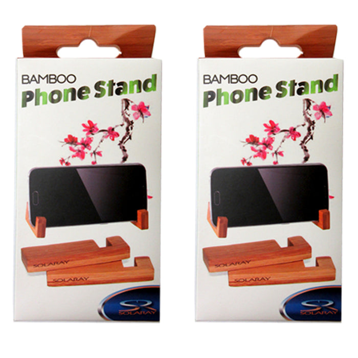 2 Sets Universal Phone Portable Desk Stand Bamboo Wood Holder Smart Cell Mobile