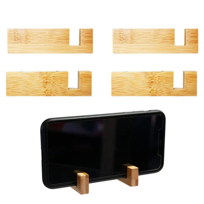 2 Sets Universal Phone Portable Desk Stand Bamboo Wood Holder Smart Cell Mobile