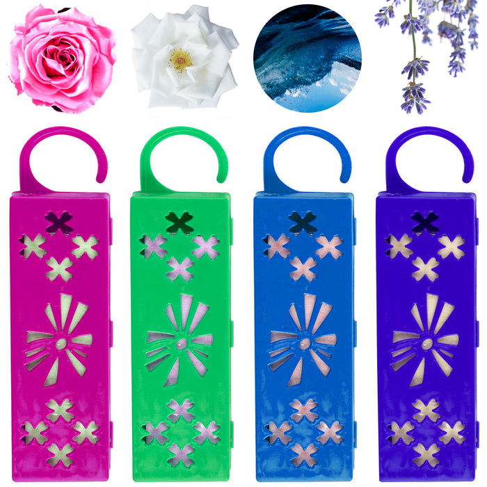4 Pc Assorted Air Freshener Scented Closet Hangers Hanging Fresh Aroma Variety