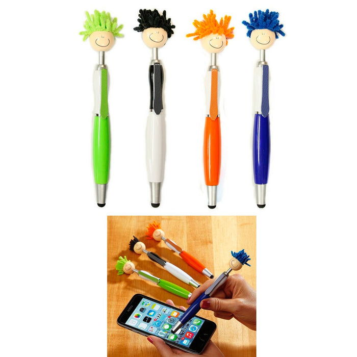 2 PCS Touch Screen Pen 3-in-1 Universal Stylus Duster Cleaner Techie Tom Mop Top