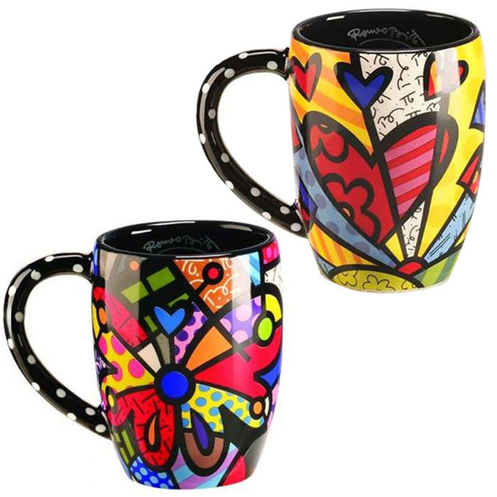 Romero Britto Round Butterfly Heart Mug Cup Coffee Drink Tea Ceramic Giftcraft