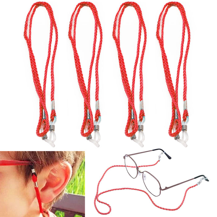 4 Pc Red Lanyard Glasses Strap Braided Cord Eyeglasses Sunglasses String Holder