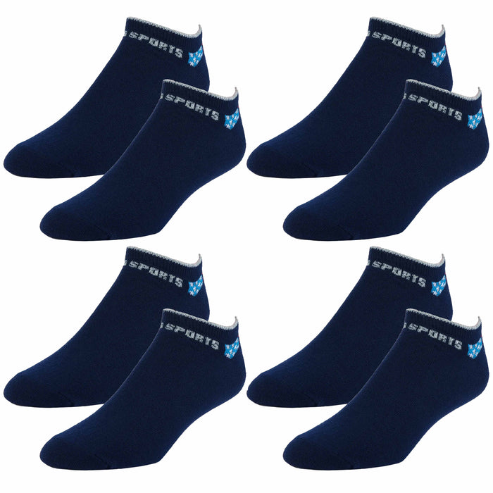 4 Pairs Running Socks No Show US Sports Cushion Low Cut Crew Athletic Navy 10-13