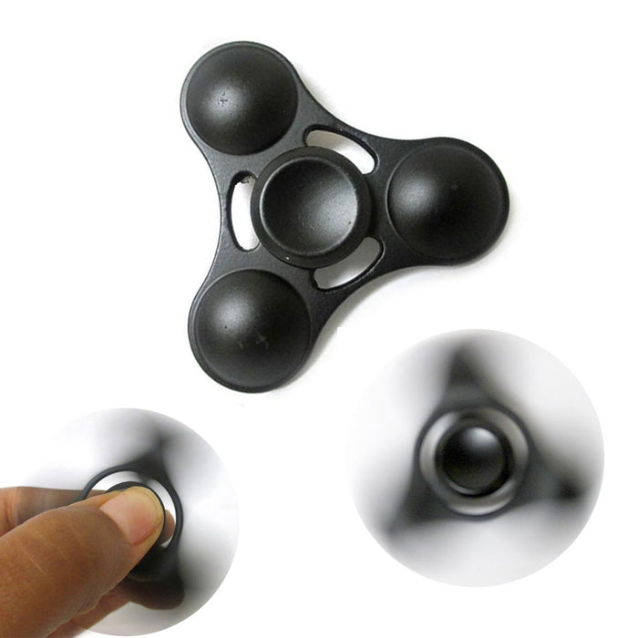 Tri Fidget Hand Spinner Black Metal Finger Toy EDC Focus ADHD Anxiety Relief DIY