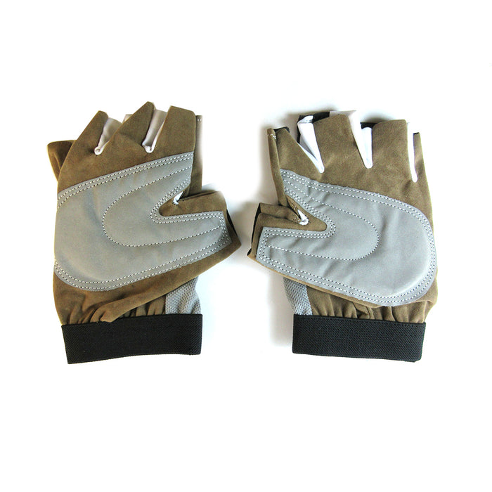 Cycling Gloves Padded Half Finger Bicycle MTB Bike Sports Strap Size S-M Brown