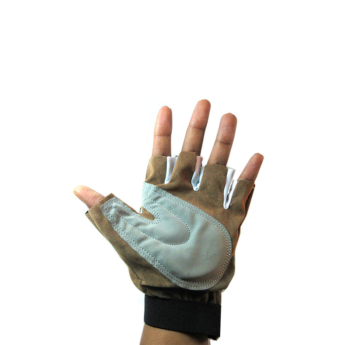 Cycling Gloves Padded Half Finger Bicycle MTB Bike Sports Strap Size S-M Brown